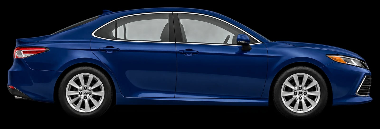 Blue sedan, side view