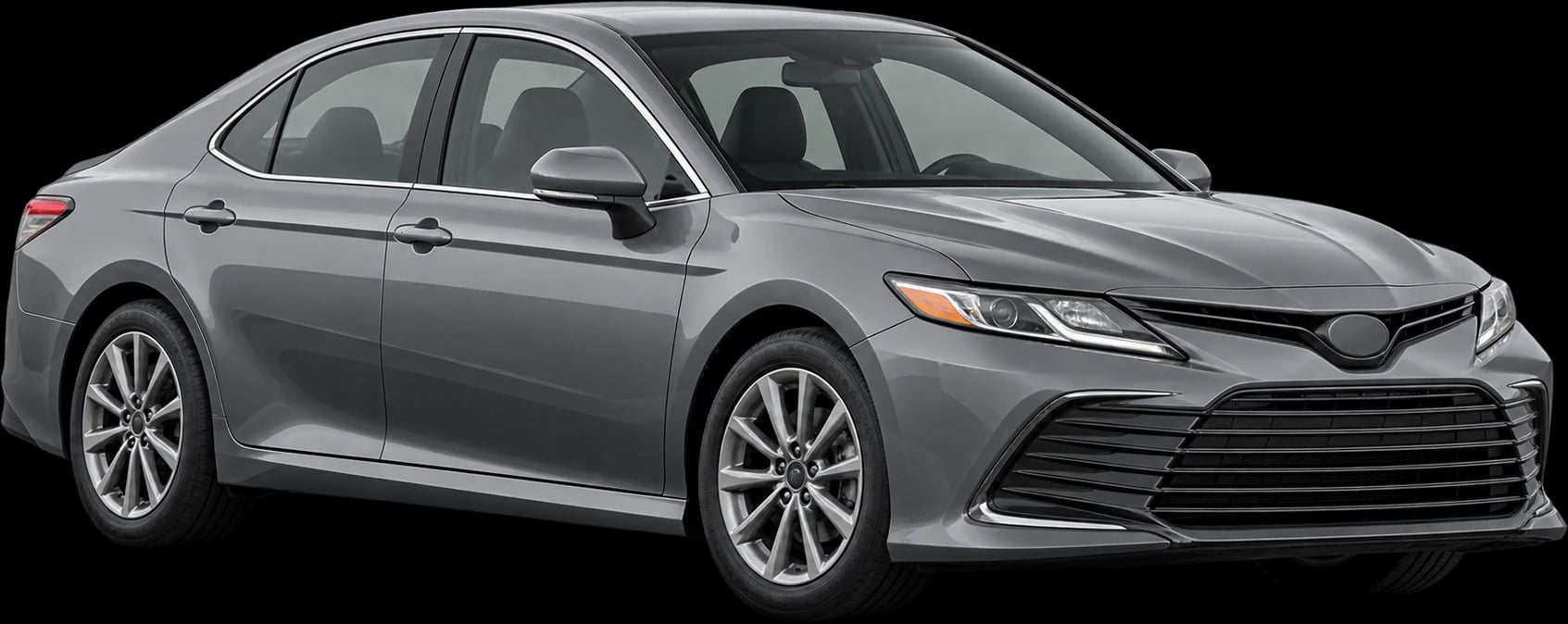 Grey sedan seen from the front corner
